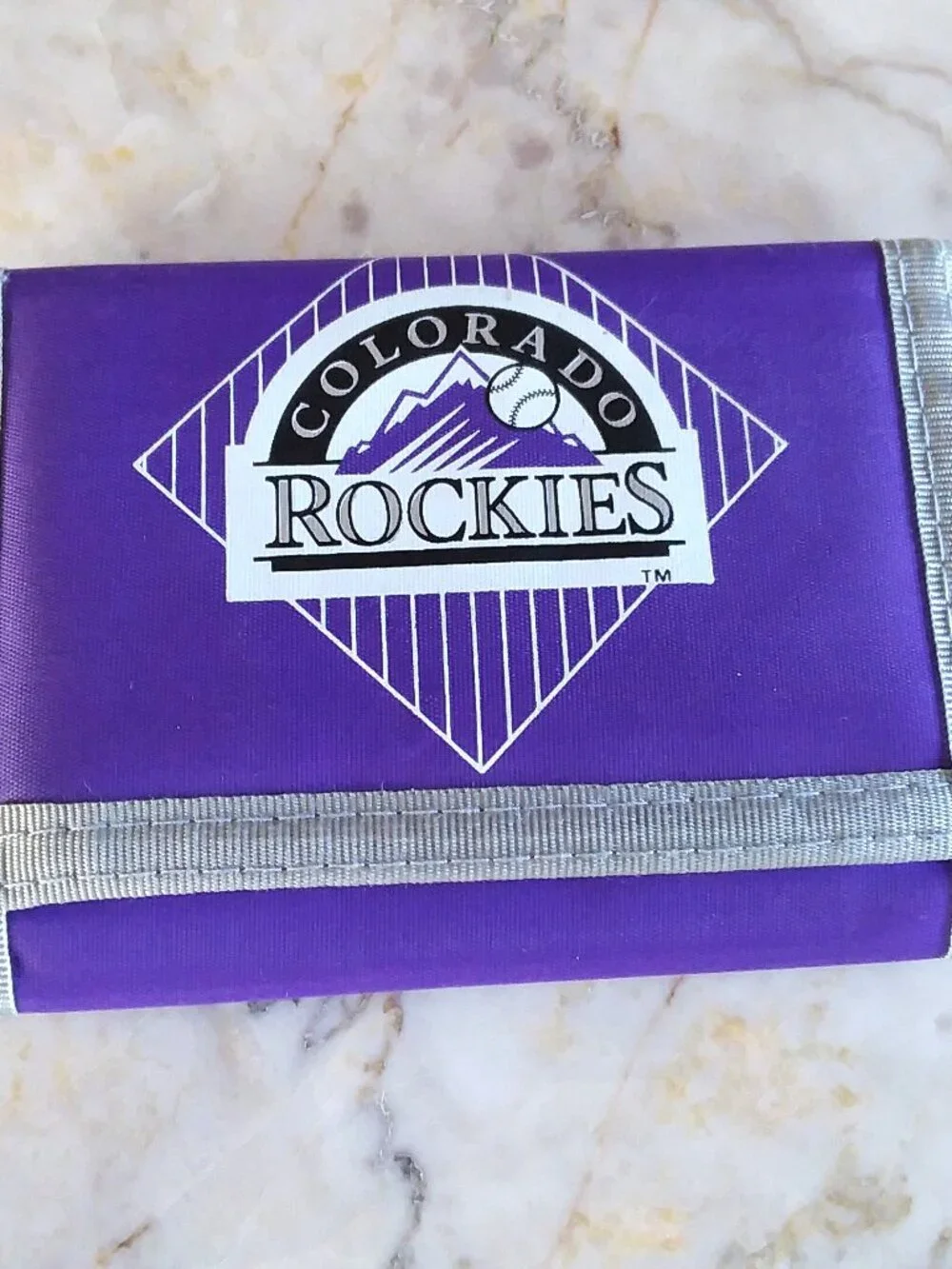 Colorado Rockies Purple Tri-fold Nylon Wallet 1992 Like New, Vintage MLB
